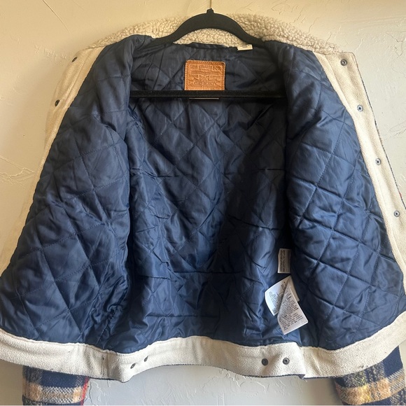 Levi’s Sherpa Trucker Jacket XS Quilted Lined Plaid Cozy Y2K Americana Outdoor - Picture 14 of 16